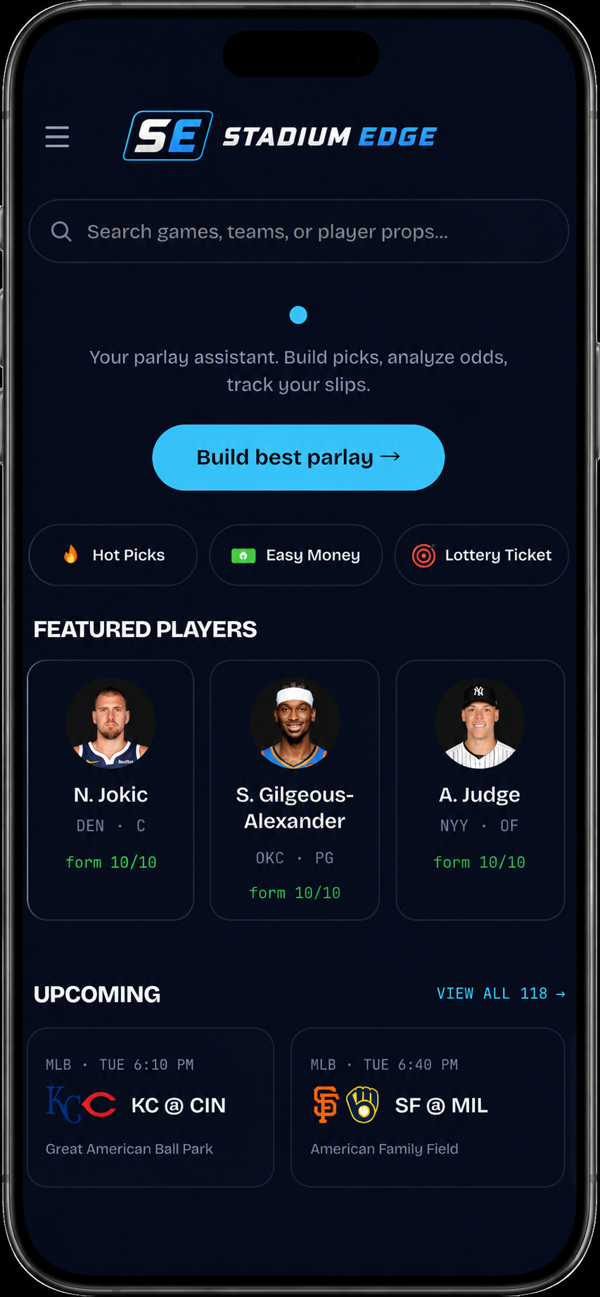 Stadium Edge app screen